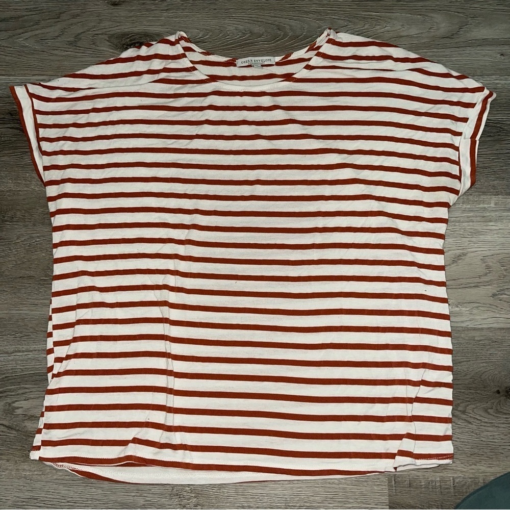 Striped short sleeve blouse